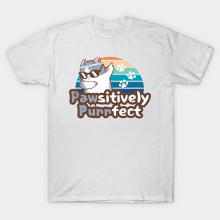 Pawsitively Purrfect cool cat and sunset T-Shirt